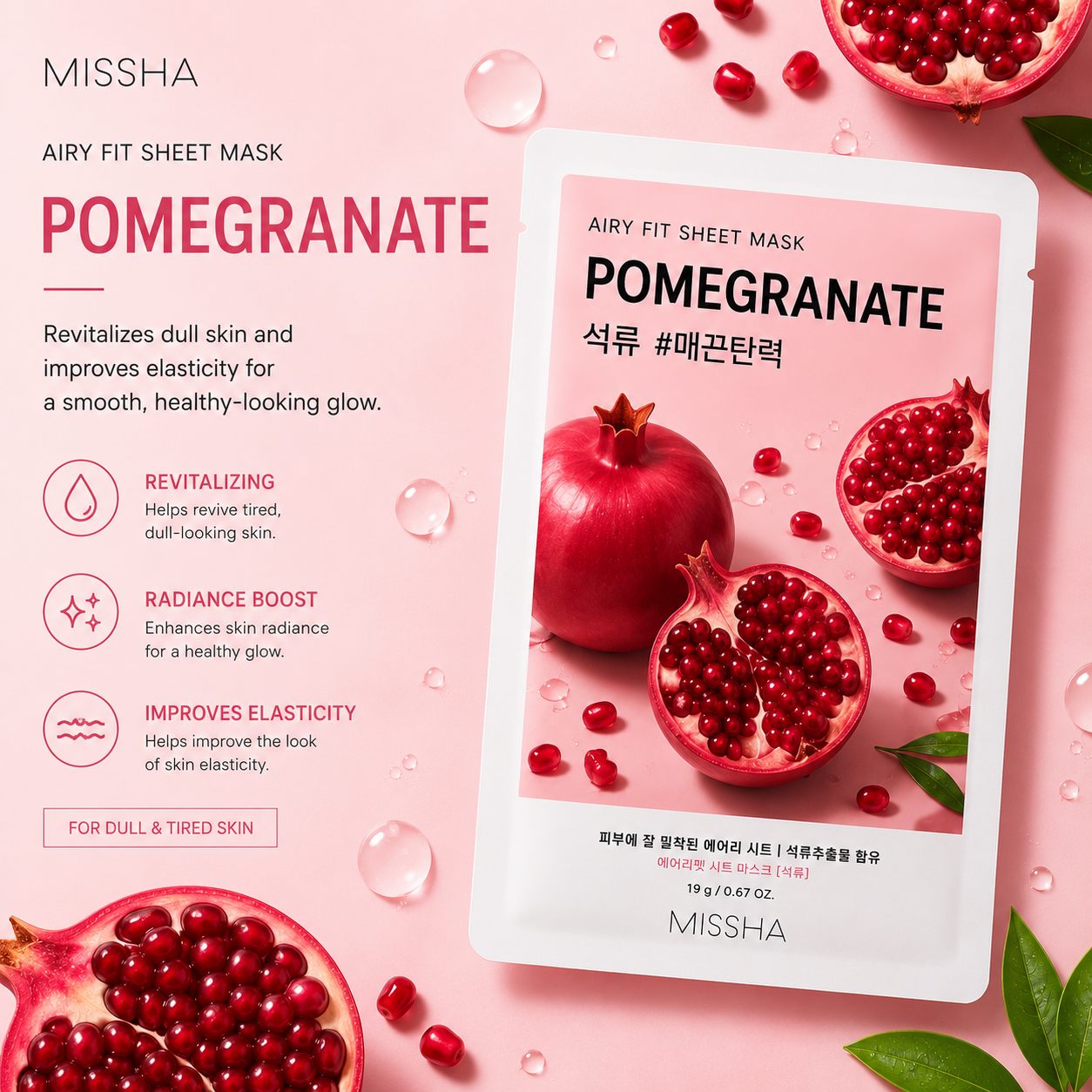 Missha Airy Fit Sheet Mask – Pomegranate