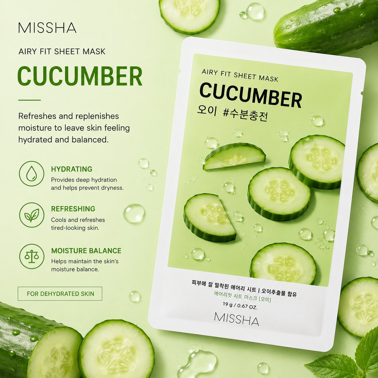 MISSHA Airy Fit Sheet Mask – Cucumber