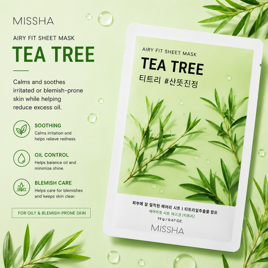 Missha Airy Fit Sheet Mask – Tea Tree
